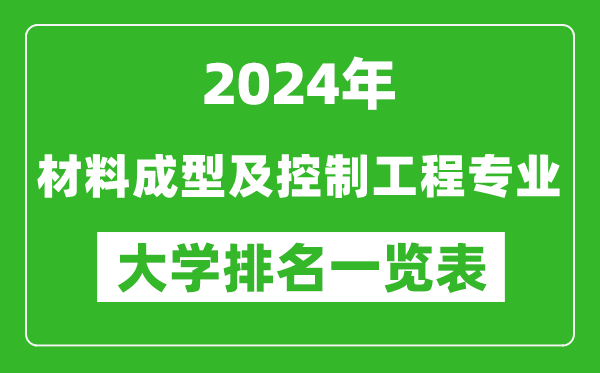 2024年全国材料成型及控制工程专业大学排名一览表