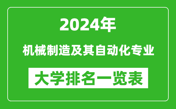 2024年全国机械设计制造及其自动化专业大学排名一览表