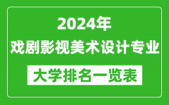 2024年全国戏剧影视美术设计专业大学排名一览表