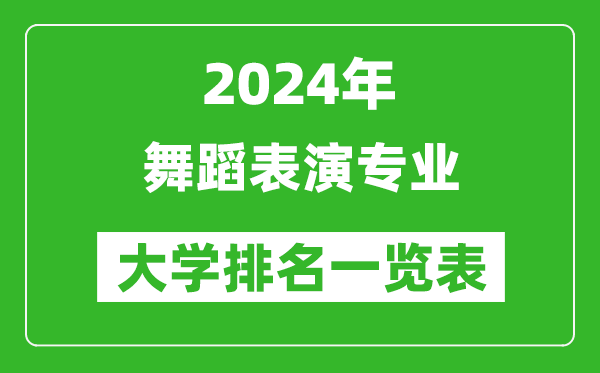 2024年全国舞蹈表演专业大学排名一览表