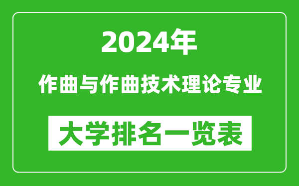 2024年全国作曲与作曲技术理论专业大学排名一览表