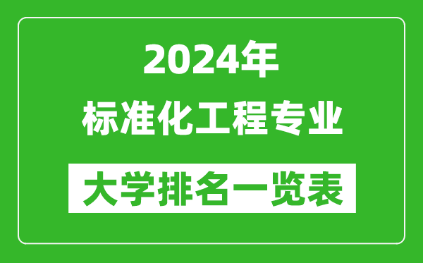 2024年全国标准化工程专业大学排名一览表