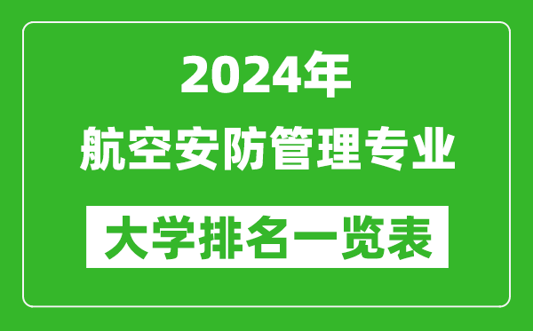 2024年全国航空安防管理专业大学排名一览表