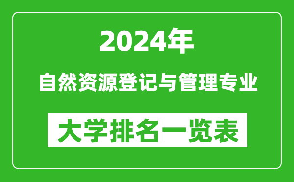 2024年全国自然资源登记与管理专业大学排名一览表