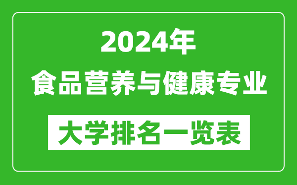 2024年全国食品营养与健康专业大学排名一览表