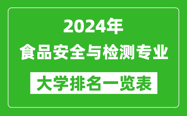 2024年全国食品安全与检测专业大学排名一览表