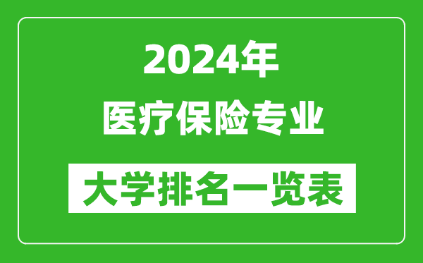 2024年全国医疗保险专业大学排名一览表