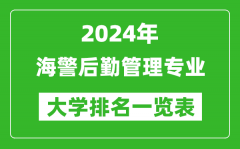 2024年全国海警后勤管理专业大学排名一览表