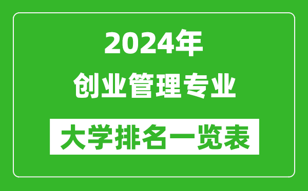 2024年全国创业管理专业大学排名一览表