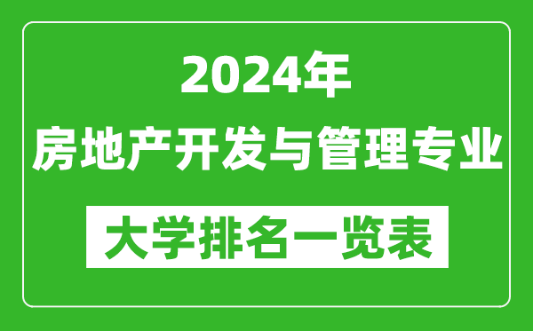 2024年全国房地产开发与管理专业大学排名一览表