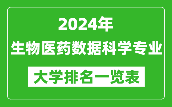 2024年全国生物医药数据科学专业大学排名一览表