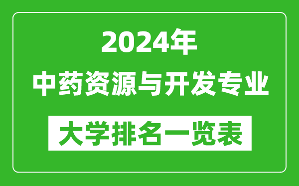 2024年全国中药资源与开发专业大学排名一览表