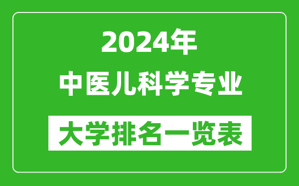 2024年全国中医儿科学专业大学排名一览表