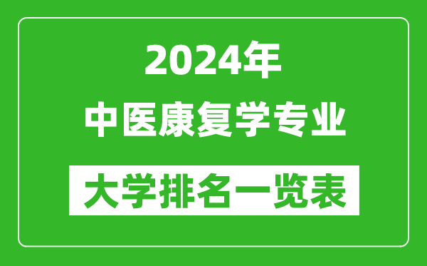 2024年全国中医康复学专业大学排名一览表