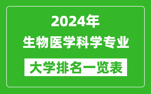 2024年全国生物医学科学专业大学排名一览表