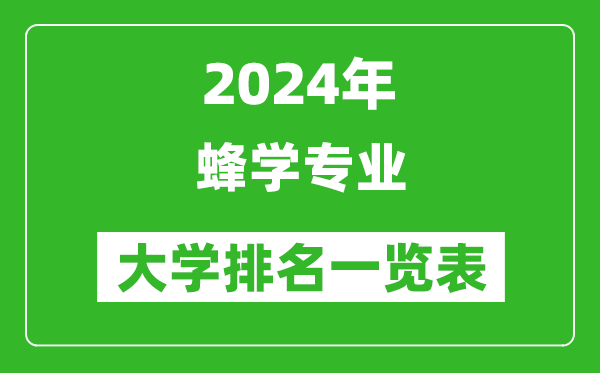 2024年全国蜂学专业大学排名一览表