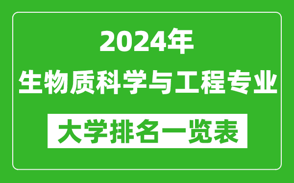 2024年全国生物质科学与工程专业大学排名一览表