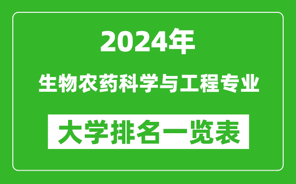 2024年全国生物农药科学与工程专业大学排名一览表