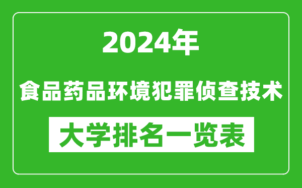 2024年全国食品药品环境犯罪侦查技术专业大学排名一览表