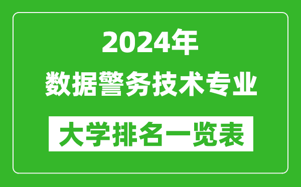 2024年全国数据警务技术专业大学排名一览表