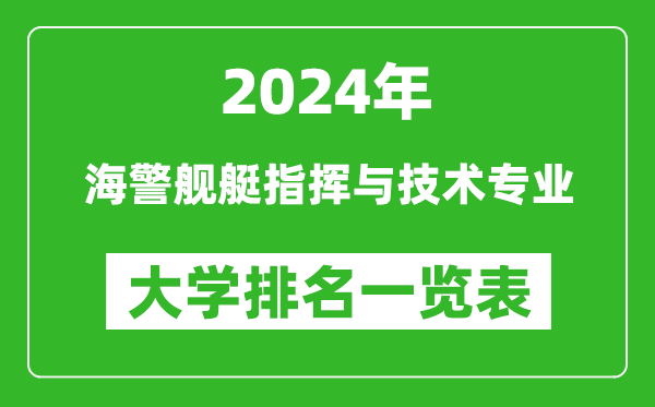 2024年全国海警舰艇指挥与技术专业大学排名一览表