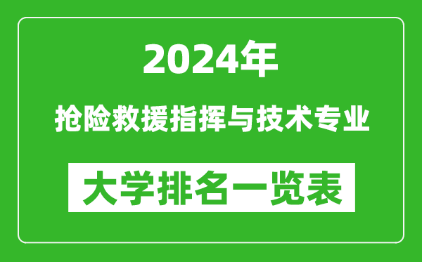 2024年全国抢险救援指挥与技术专业大学排名一览表