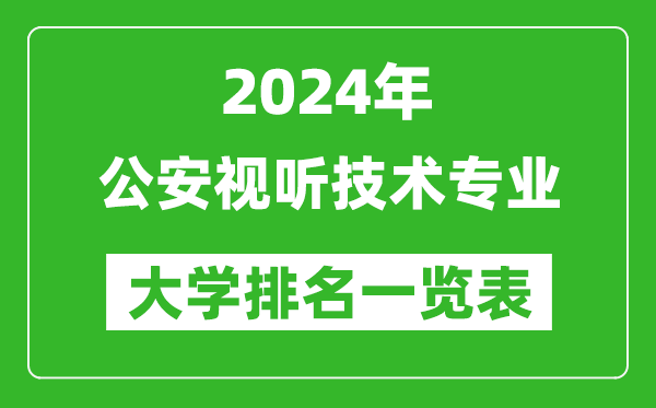 2024年全国公安视听技术专业大学排名一览表