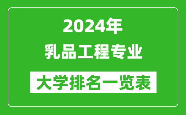 2024年全国乳品工程专业大学排名一览表