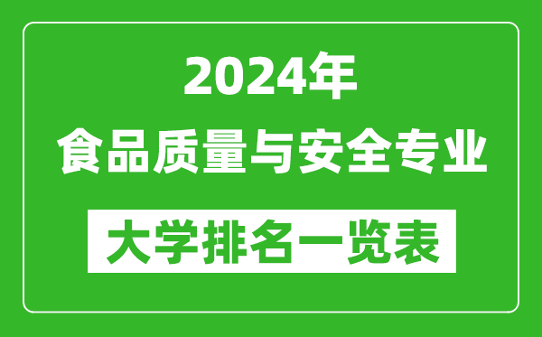 2024年全国食品质量与安全专业大学排名一览表