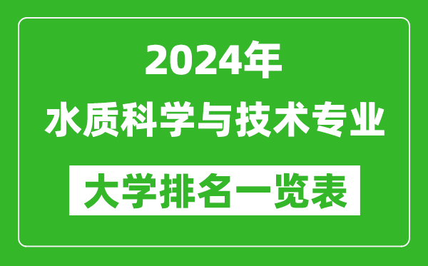 2024年全国水质科学与技术专业大学排名一览表