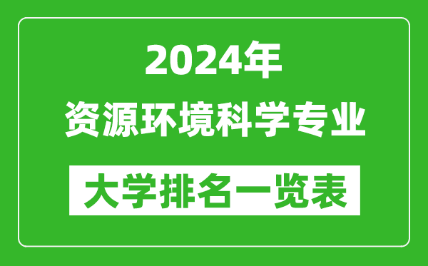 2024年全国资源环境科学专业大学排名一览表