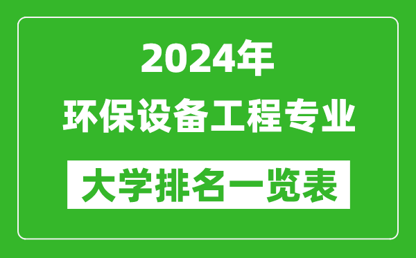 2024年全国环保设备工程专业大学排名一览表