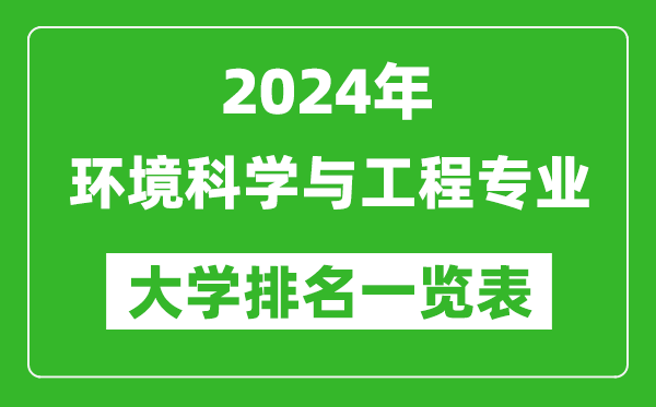 2024年全国环境科学与工程专业大学排名一览表