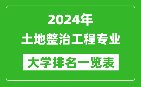 2024年全国土地整治工程专业大学排名一览表