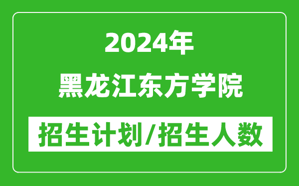 2024年黑龙江东方学院各省招生计划及各专业招生人数是多少