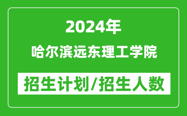 2024年哈尔滨远东理工学院各省招生计划及各专业招生人数是多少