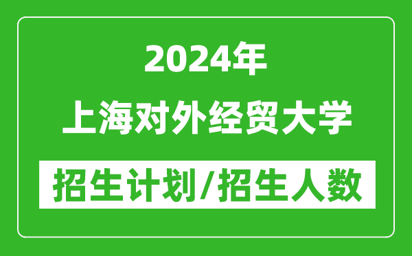 2024年上海对外经贸大学各省招生计划及各专业招生人数是多少