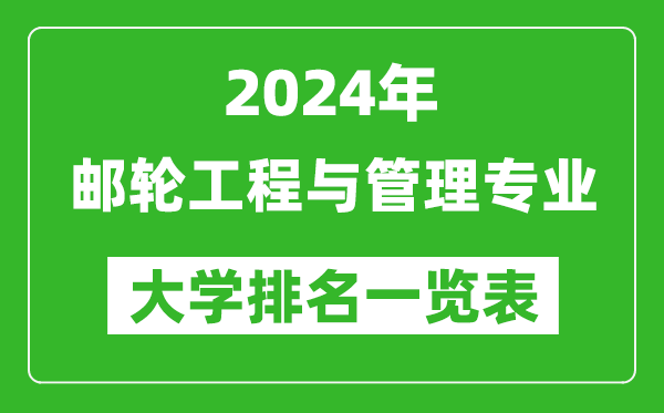 2024年全国邮轮工程与管理专业大学排名一览表