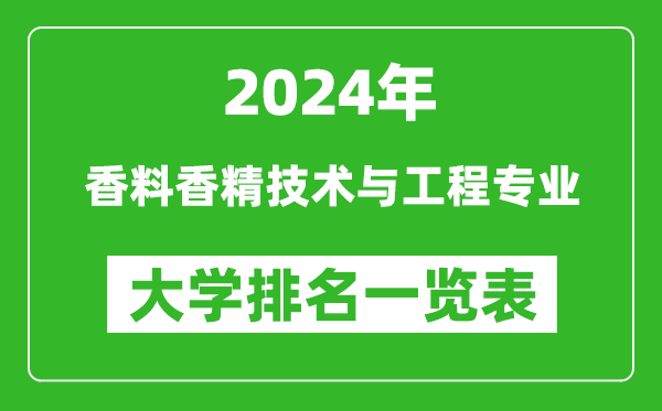 2024年全国香料香精技术与工程专业大学排名一览表