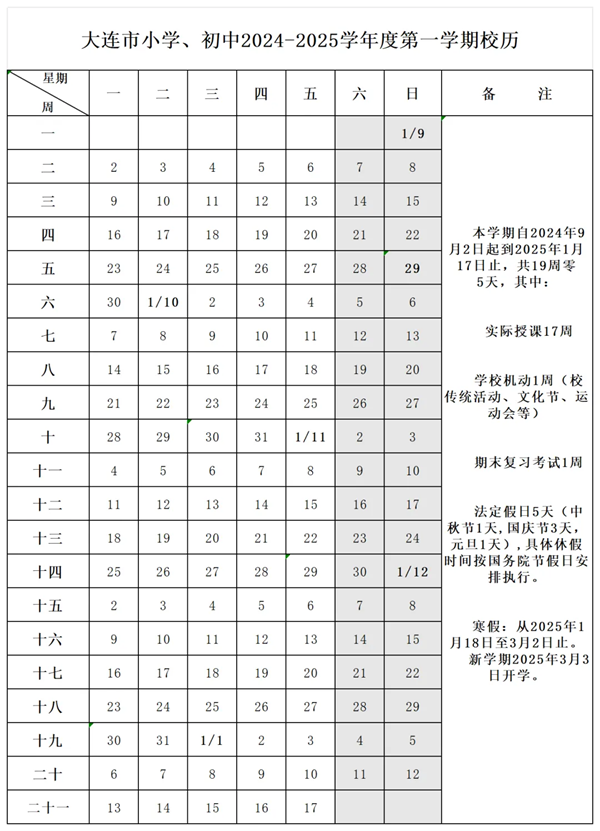 2025年大连中小学寒假放假时间表,大连寒假多少天?