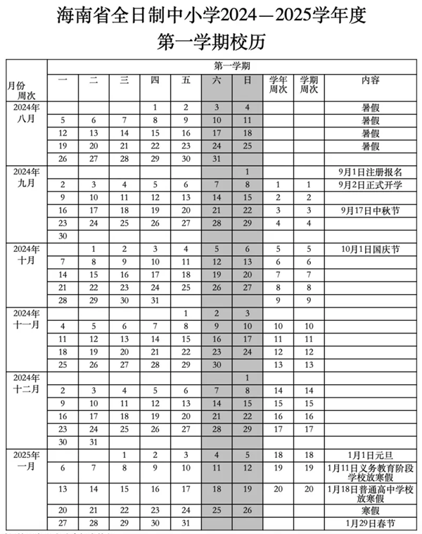 2025年海口中小学寒假放假时间表,海口寒假多少天?