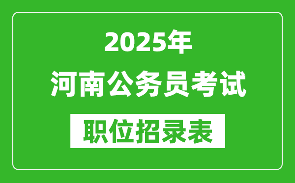 2025年河南公务员考试职位表汇总,省考岗位招录表