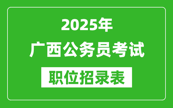 2025年广西公务员考试职位表汇总,省考岗位招录表