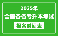 <b>2025年全国各省专升本考试报名时间一览表</b>