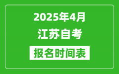 江苏省2025年4月高等教育自学考试报名时间表