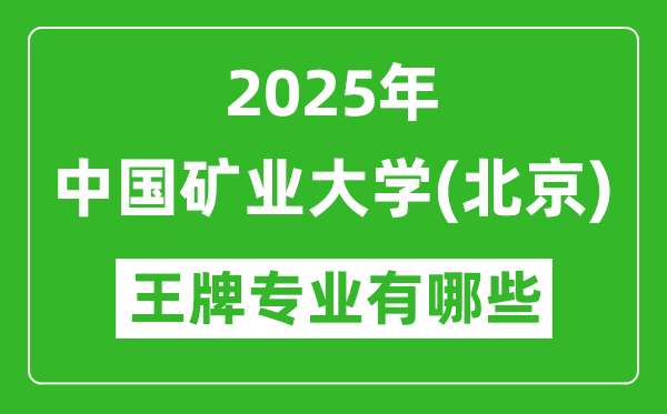 2025中国矿业大学（北京）王牌专业有哪些？