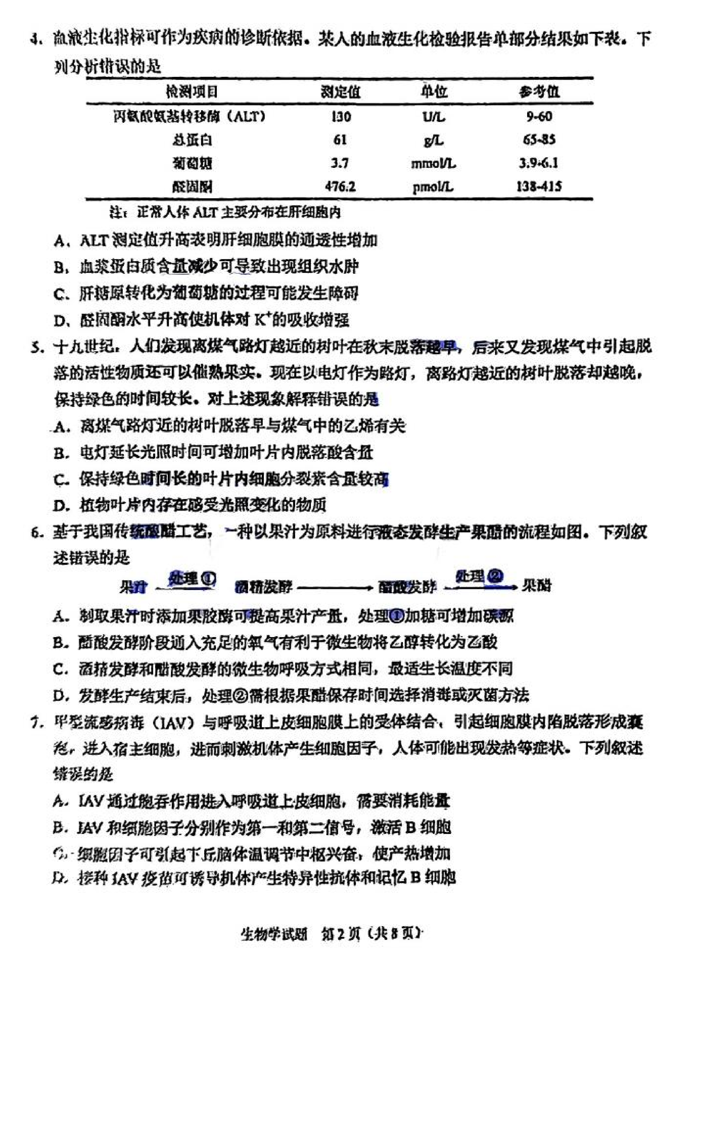 2025年八省联考生物学试卷及答案解析