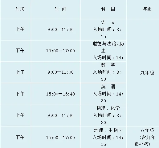 2025年宁夏中考时间是几月几号,各科目具体时间安排