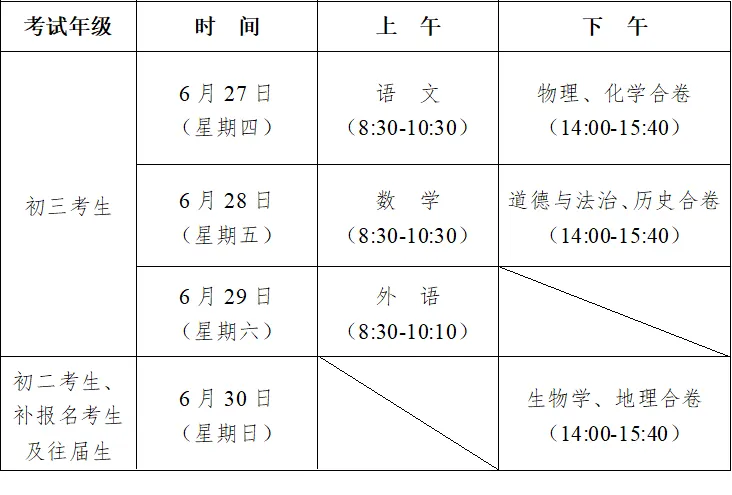 2025年吉林中考时间是几月几号,各科目具体时间安排