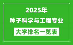 全国种子科学与工程专业最好的大学排名一览表（2025最新）